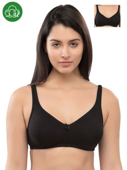 Inner Sense - Organic Cotton Antimicrobial Seamless Side Support Bra(Pack of 2) - Black