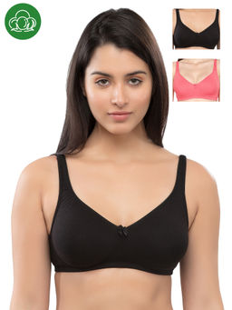 Inner Sense - Organic Cotton Antimicrobial Seamless Side Support Bra(Pack of 3) - Multi-Color