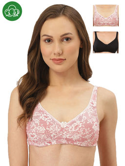 Inner Sense - Organic Cotton Antimicrobial Seamless Side Support Bra(Pack of 3) - Multi-Color