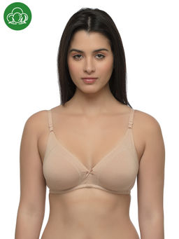 Inner Sense - Organic Cotton Antimicrobial Seamless Bra with Supportive Stitch - Nude