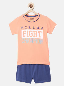 mackly - Girls Peach Printed Pyjama (set Of 2) ( 2-3 Years )