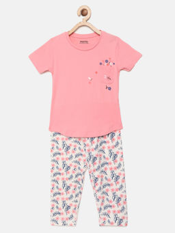 mackly - Girls Peach Printed Pyjama (set Of 2) ( 2-3 Years )