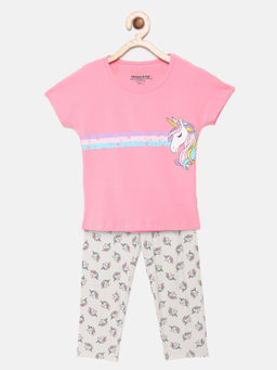 mackly - Girls Pink Printed Pyjama (set Of 2) ( 2-3 Years )
