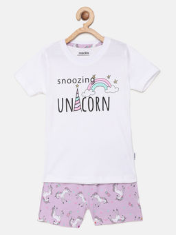 mackly - Girls White Printed Pyjama (set Of 2) ( 2-3 Years )