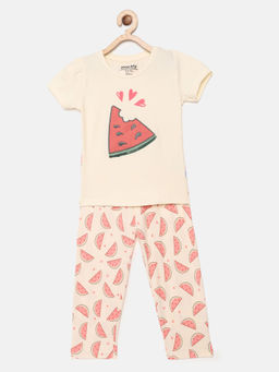 mackly - Girls Peach Printed Pyjama (set Of 2) ( 2-3 Years )