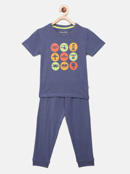 mackly - Boys Blue Printed Pyjama (set Of 2) ( 2-3 Years )