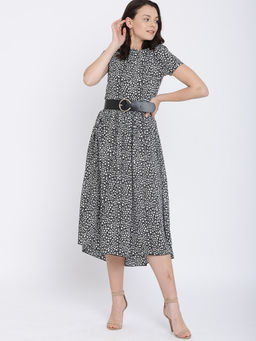 IS.U - Black Short Sleeve Midi Dress