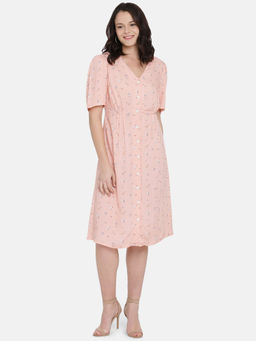 IS.U - Pink Button Down Midi Dress