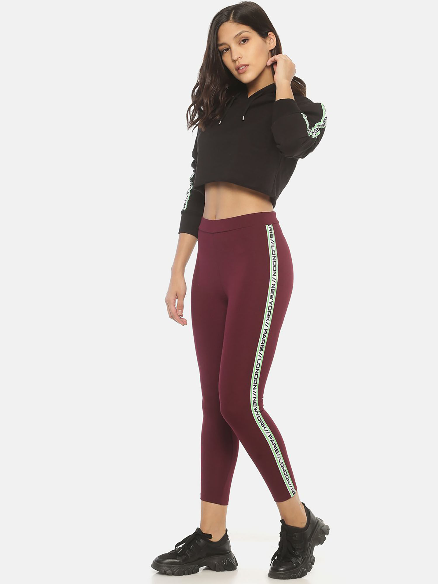 Love Maroon High Waist Treggings 