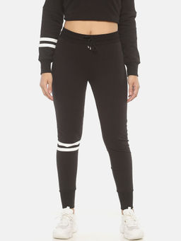 IS.U - Love Black Printed Stripe Jogger Pants