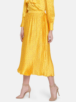 IS.U - Yellow Pleated Midi Skirt