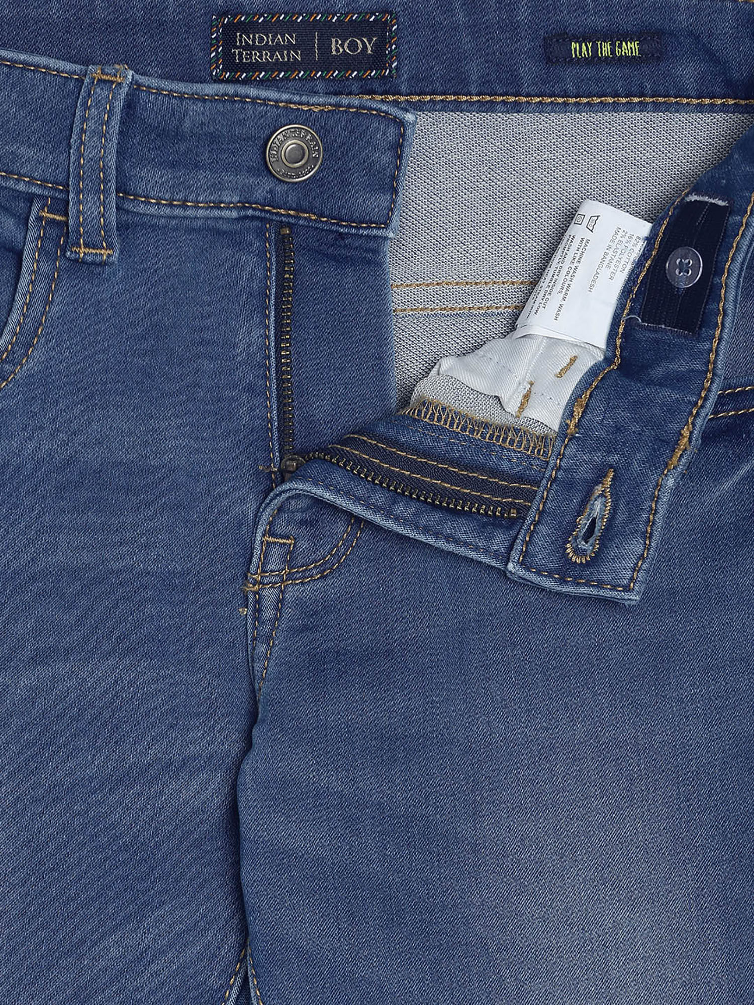 Indian Terrain Blue Solid Denim Jeans 
