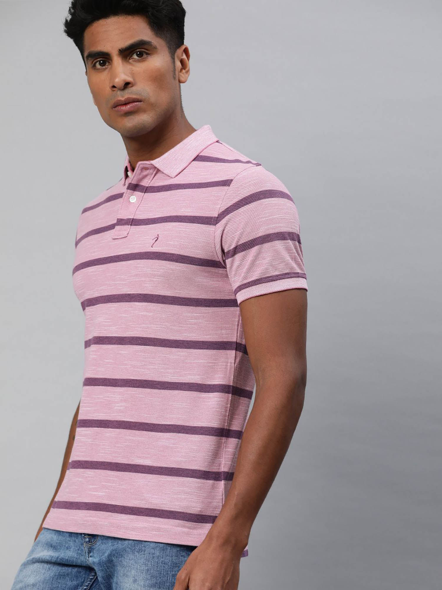 Buy Indian Terrain Pink Stripes Polo T 