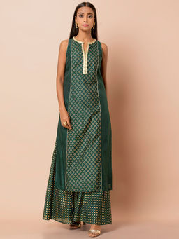 Indya - Green Printed Straight Kurta
