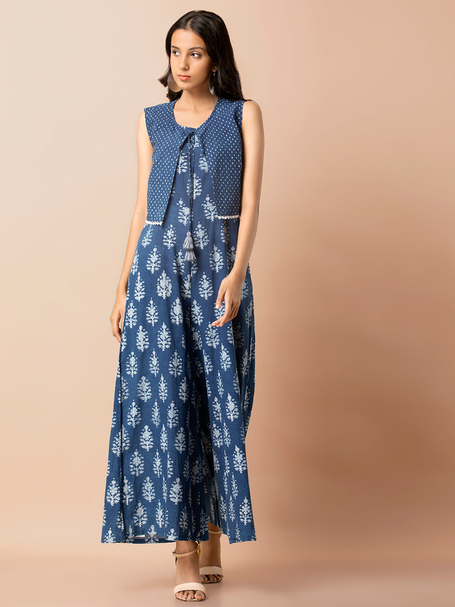 Buy Indya Blue Block Print Cotton 