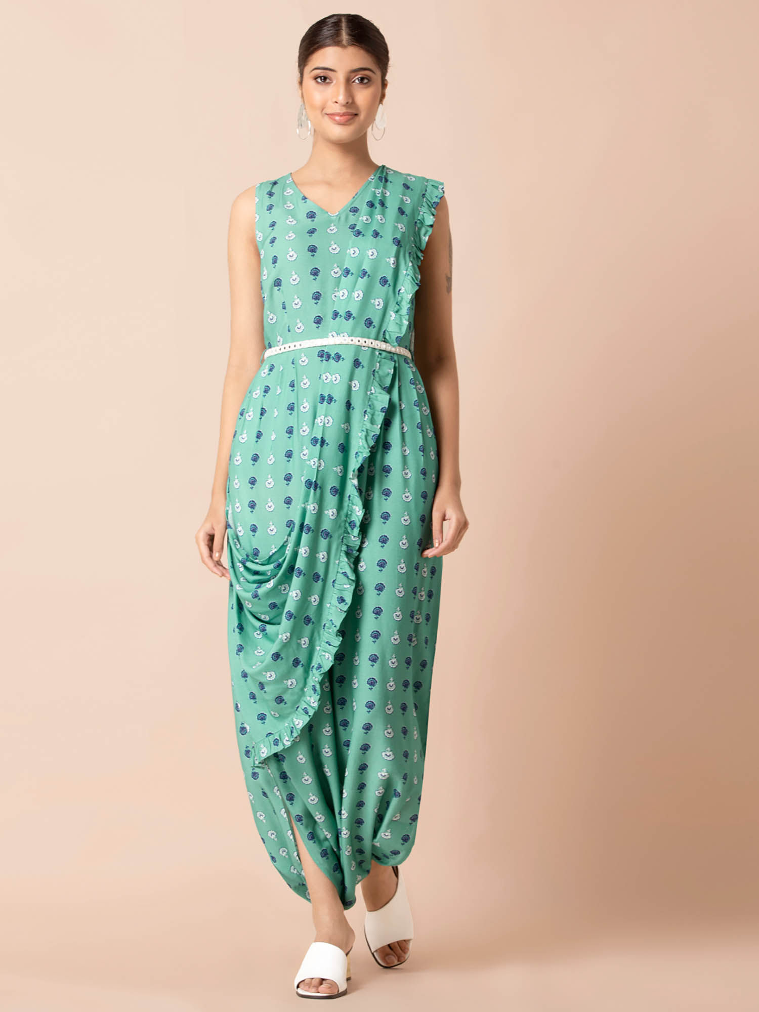 Buy INDYA Teal Floral Boota Jumpsuit 