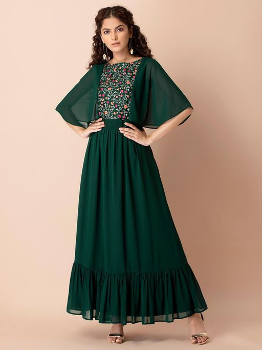 green emerald velvet dress Buy Indya Women's Green Kurta Sleeveless Ikat Frilled Drawstring at  Amazon.in