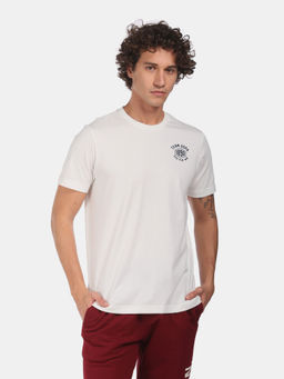 U.S. POLO ASSN. - Men Ivory Crew Neck Solid Cotton T-Shirt