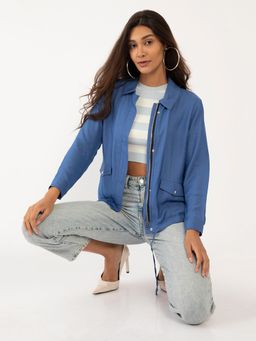 Zink London - Women's Blue Solid Jacket