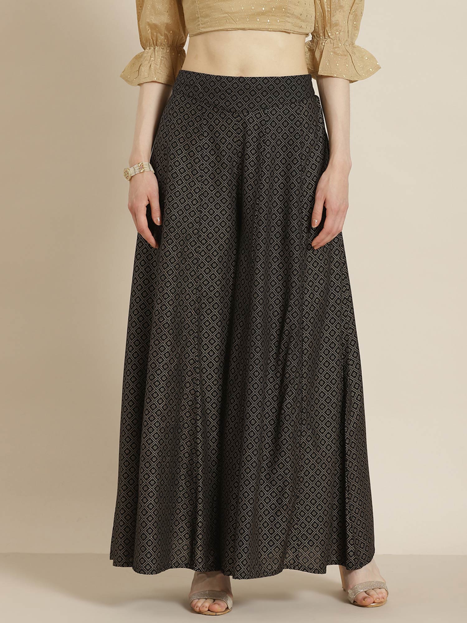 juniper Black Floral Printed Georgette Embellished Pre-Draped Saree Style Dress with Thread Work Embroidery-picture-38