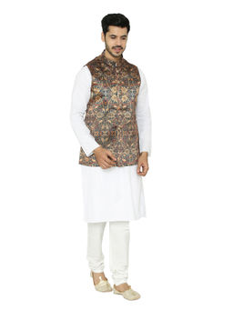 Manyavar - Brown Printed Nehru Jacket