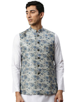Manyavar - Men's Blue Nehru Jacket