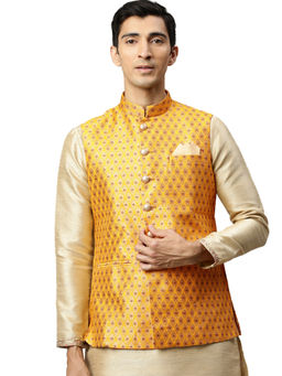 Manyavar - Men's Mustard Nehru Jacket