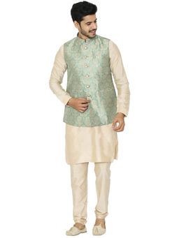 Manyavar - Light Green Printed Nehru Jacket