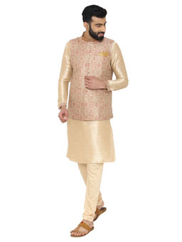 Manyavar - Gajari Silk Blend Kurta Churidar Jacket (Set of 3)