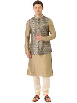 Manyavar - Men's Pista Kurta with Jacket and Churidar (Set of 3)