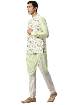 Manyavar - Men's Pista Kurta with Jacket and Churidar (Set of 3)