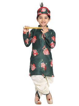 Vastramay - Boys Multicolor-Base-Green Kurta and Dhoti Set (Set of 2)