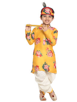Vastramay - Boys Multicolor-Base-Yellow Kurta and Dhoti Set (Set of 2)