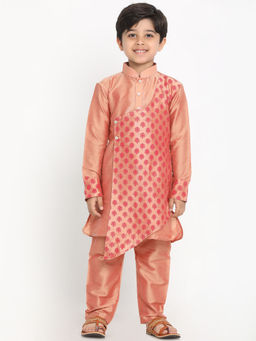 Vastramay - Boys Pink Cotton Blend Kurta With Pyjama (Set of 2)