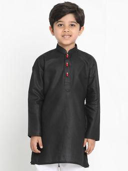 Vastramay - Boys' Solid Cotton Black Kurta