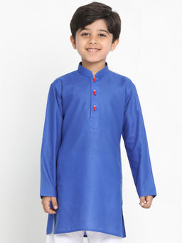 Vastramay - Boys' Solid Cotton Blue Kurta