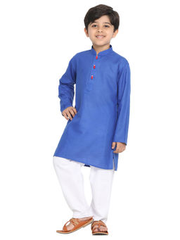 Vastramay - Boys Dark Blue Kurta Pyjama Set (Set of 2)