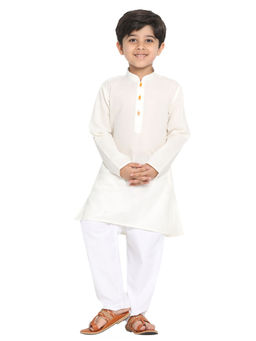 Vastramay - Boys Off White Kurta Pyjama Set (Set of 2)