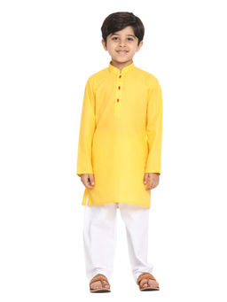 Vastramay - Boys Yellow Kurta Pyjama Set (Set of 2)