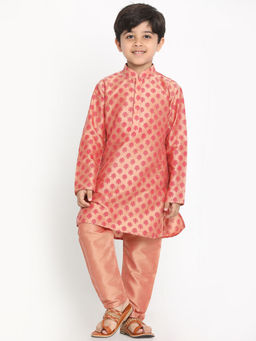 Vastramay - Boys Pink Cotton Blend Kurta With Pyjama (Set of 2)