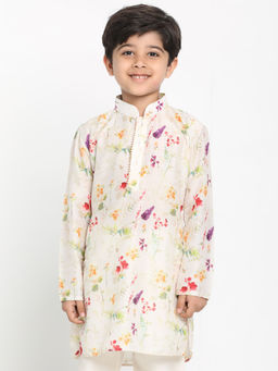 Vastramay - Boys' Multicolor-Base-Cream Kurta