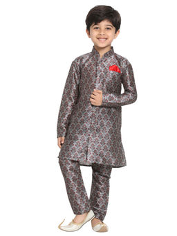 Vastramay - Boys Multicolor-Base-Grey Kurta Pyjama Set (Set of 2)