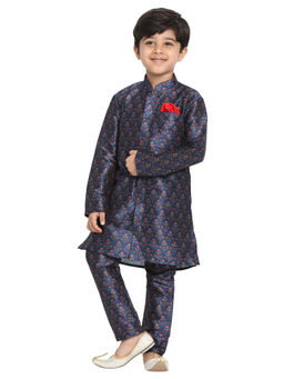 Vastramay - Boys Multicolor-Base-Blue Kurta Pyjama Set (Set of 2)