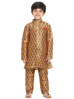 Vastramay - Boys Multicolor-Base-Yellow Kurta Pyjama Set (Set of 2)
