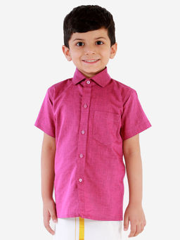 Vastramay - Boys Purple Cotton Blend Ethnic Shirt