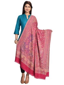 SWI STYLISH - Pink Woven Shawl in Wool Blended Fabric & Jamawar Pattern in Staple Thread
