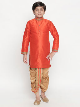 Jeetethnics - Boys Orange Kurta with Dhoti Pants (Set of 2)