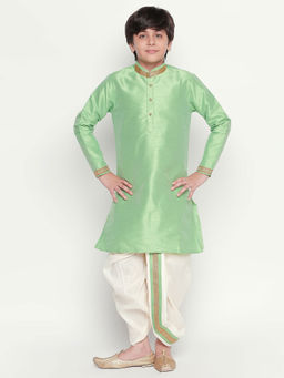 Jeetethnics - Boys Green Kurta with Dhoti Pants (Set of 2)