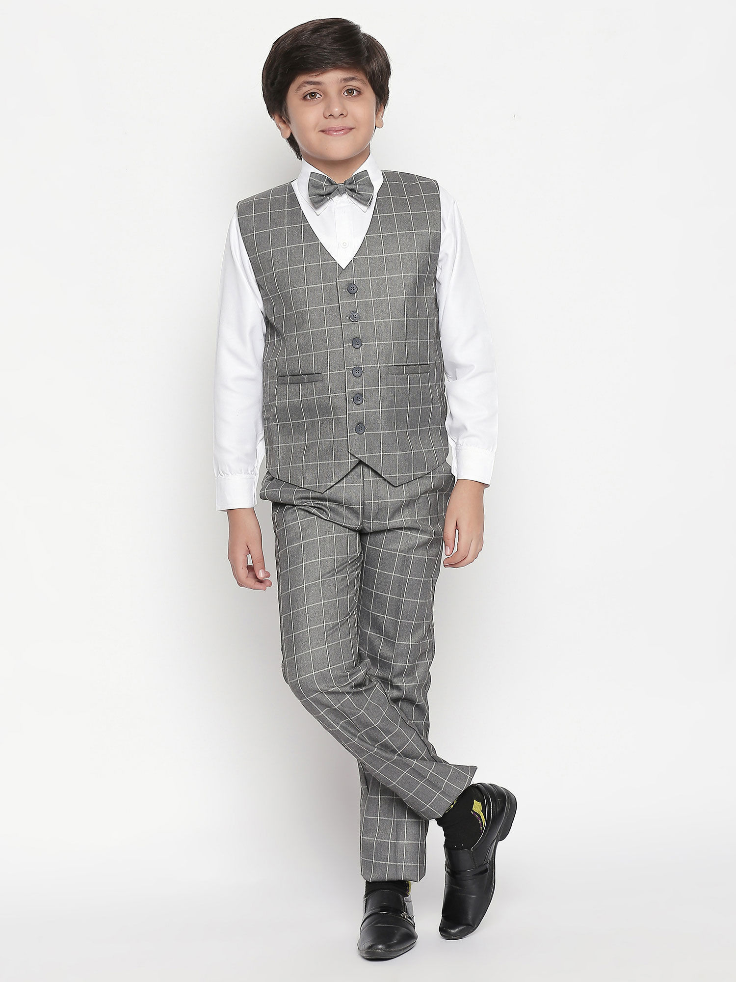 Buy Jeetethnics Boys Grey Checked 