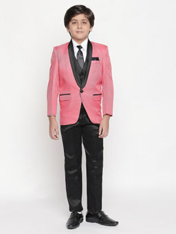 Jeetethnics - Boys Pink Coat Suit with Waistcoat Shirt and Trousers (Set of 5)